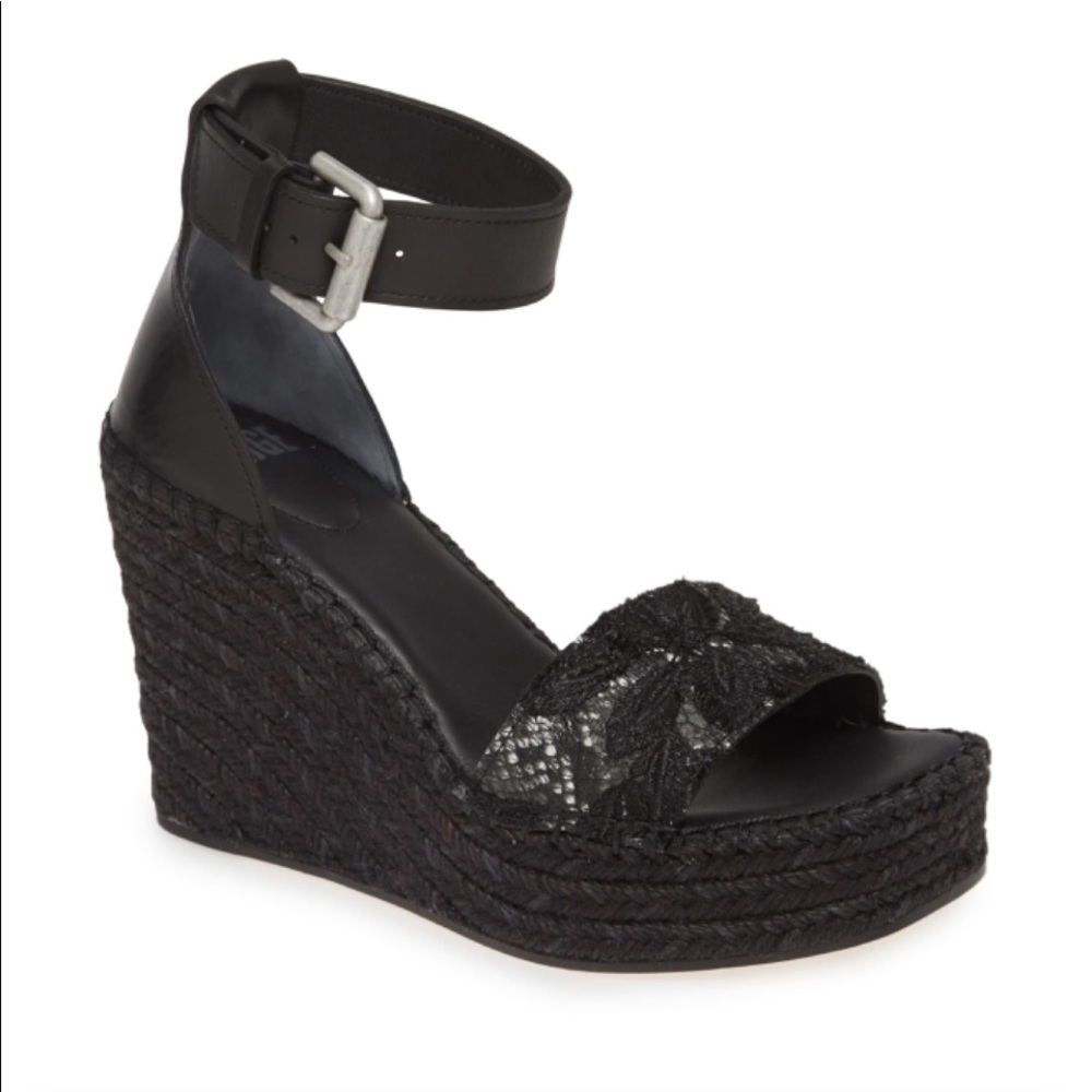 PAIGE Victoria Wedge Black Sandals 11M